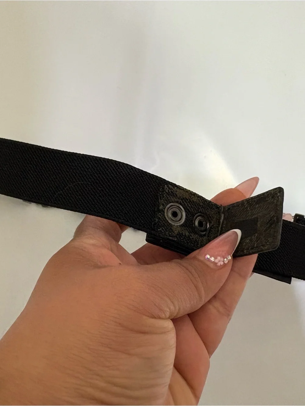 BCBGMAXAZRIA Black Embellished Stretch Belt XS Gunmetal Beaded Waist Belt